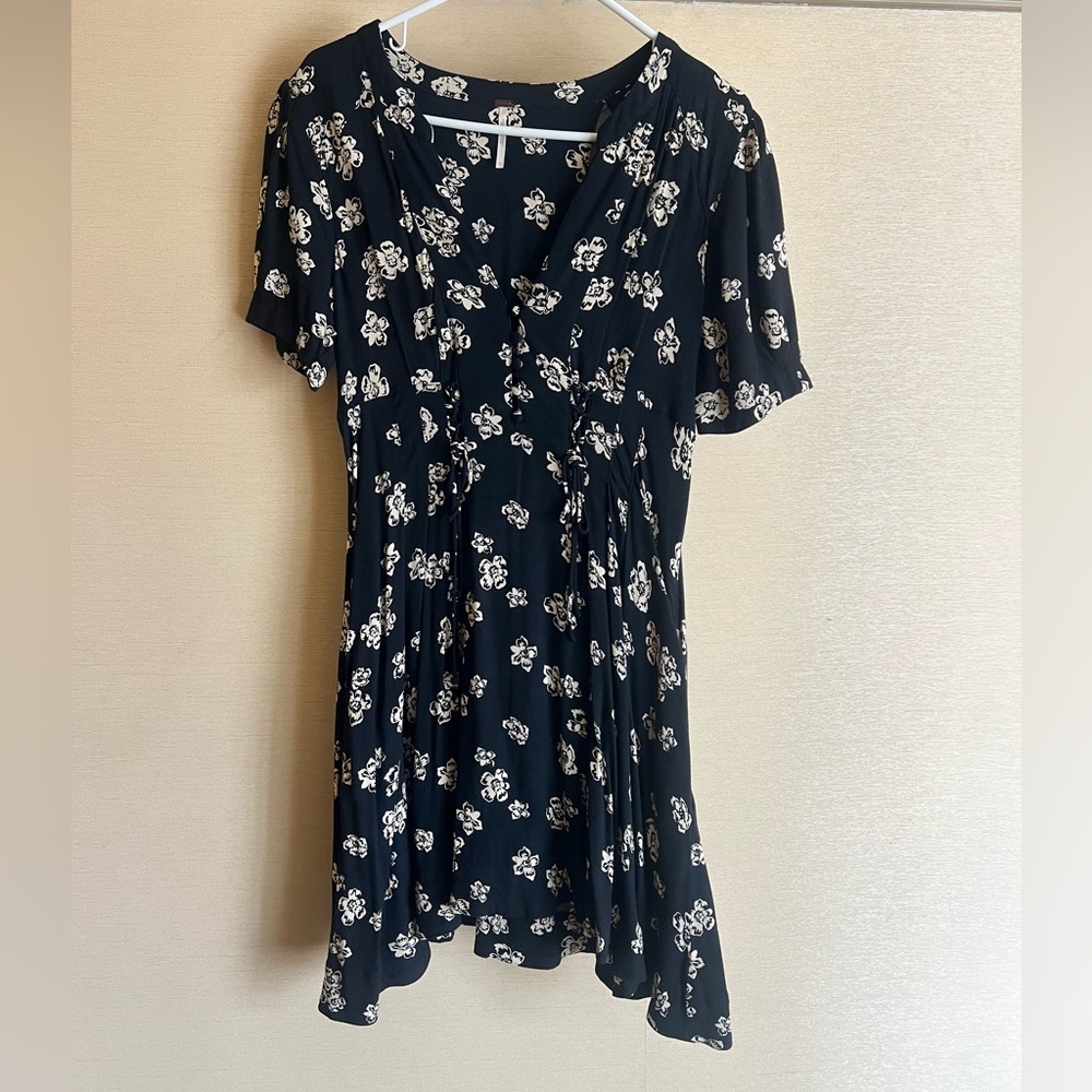 Free People Floral Black and White Dress